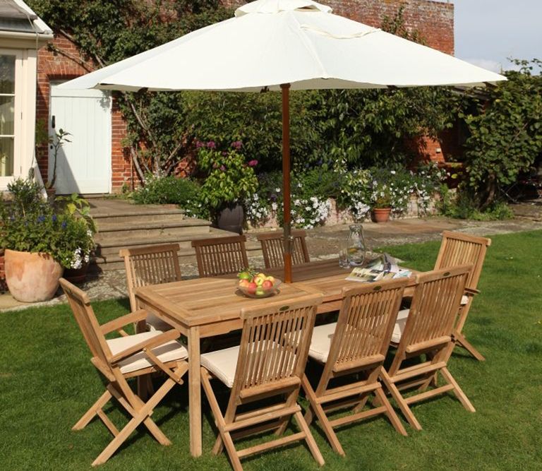 Wooden Garden Table With Parasol Off 51 - Wooden Garden Patio Set With Parasol