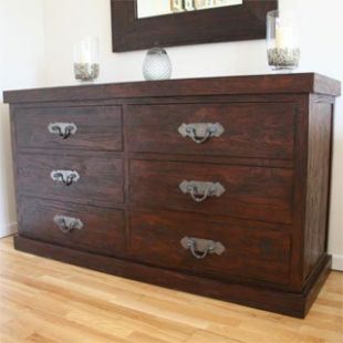 Reclaimed large teak chest of 6 drawers