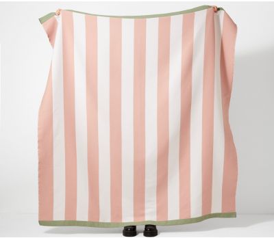 Devon Stripe Recycled Throw Pink/Sage 