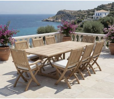 Henley Extending Rectangular Teak Garden Table 210cm