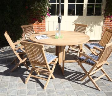 Gateleg Outdoor Round Folding Table & 6 Chairs Set