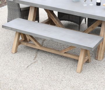 Roma Polished Concrete & Wood Bench 160 cm