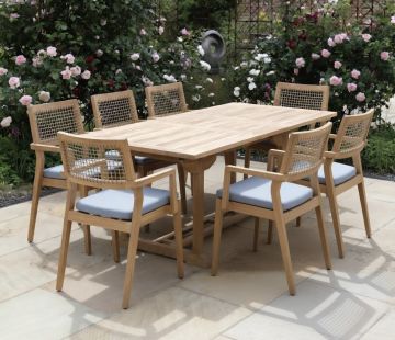 Henley Extending Rectangular Teak Garden Table 210cm