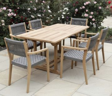 Henley Extending Rectangular Teak Garden Table 210cm