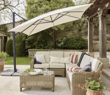 Neptune Spritsail 3x3m Square Cantilever Parasol & Granite Base