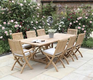 Henley Extending Rectangular Teak Garden Table 210cm