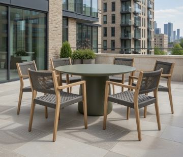 Luna Round Table 150cm - Olive Terrazzo
