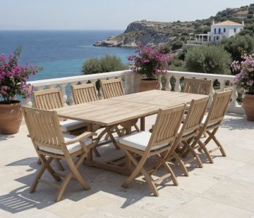 Henley Extending Rectangular Teak Garden Table 210cm