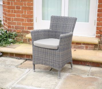 Roma Concrete Table and Florence Wicker Armchair 6-Seater Set