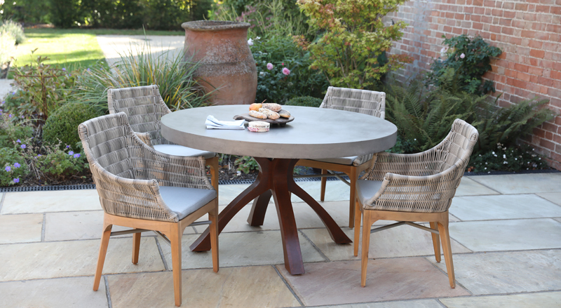 Hardwood Garden Furniture Home, Round Stone Patio Table And Chairs